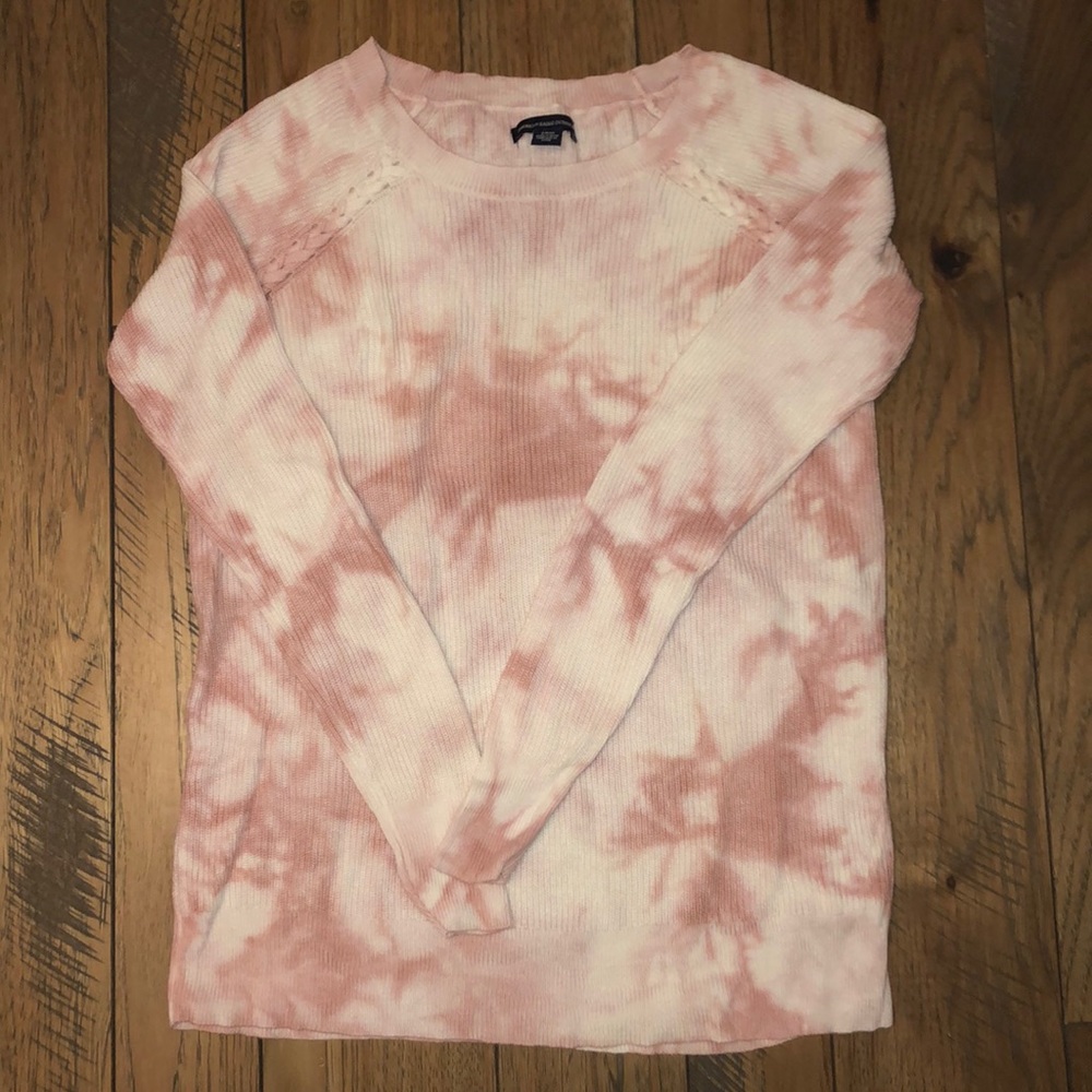 Small American Eagle Pink & White tie-dye sweater